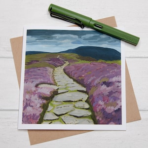 Yorkshire Moors, Blank Greetings Card, Painting, North Yorkshire, Gouache, Illustration, Landscape Art, Drawing