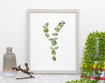 Eucalyptus Artwork, Blad, Giclee Print, Eucalyptus Branch, Wall Art, Plant, Botanische, Aquarel Print, Bladeren op Tak, Moederdag