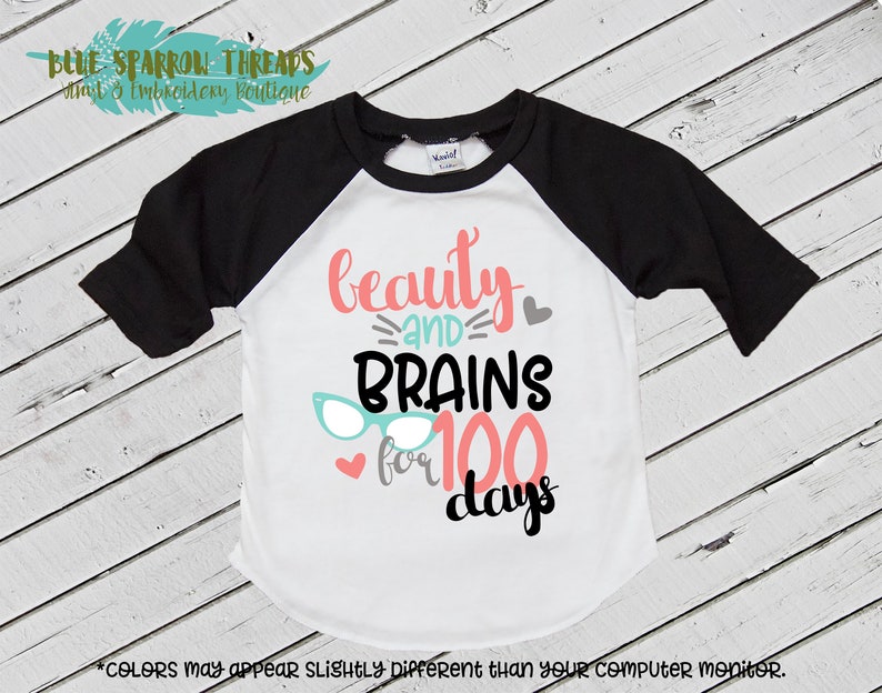 100 Days of Schools Shirt Beauty and Brains Girls for 100 Etsy