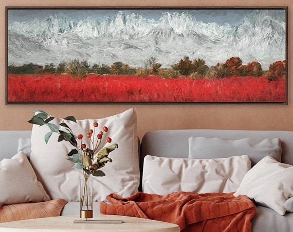 Mountain Wall Art, Oil Landscape Painting On Canvas - Ready To Hang Large Gallery Wrap Canvas Wall Art Prints With Or Without Floater Frames