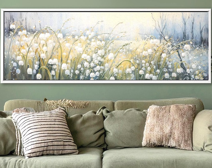 Bells Flowers Canvas Print – Panoramic Botanical Meadow Wall Art