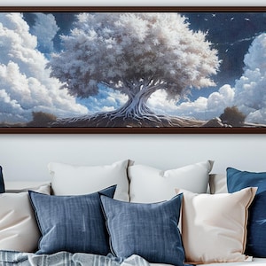 White Tree of Life Canvas Art: Large Fantasy Panoramic Print