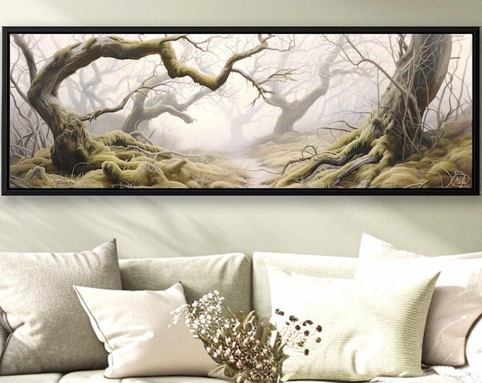 Eerie Forest: Gothic Panoramic Canvas Wall Art