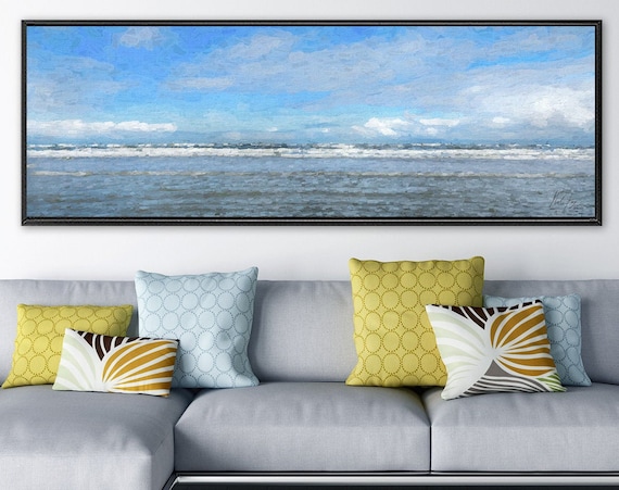 Sea View, Oil Landscape Painting On Canvas - Ready To Hang Large Gallery Wrap Canvas Wall Art Prints With Or Without External Floater Frames
