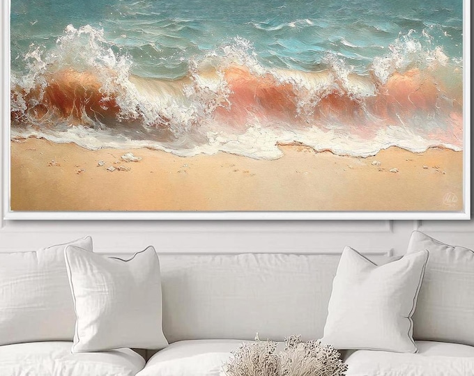 Beach Wall Art – Framed Large Ocean Wave Canvas Print