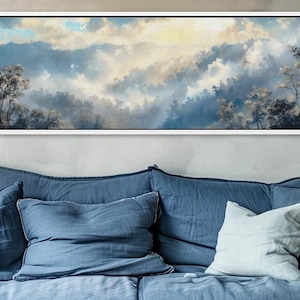 Mountain Forest Panoramic Print – Foggy Nature Wall Art for Home Decor