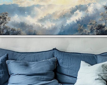 Mountain Forest Panoramic Print – Foggy Nature Wall Art for Home Decor