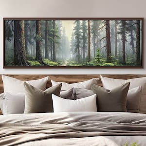 Old Mossy Forest Path Wall Art, Landscape by Mela - Large Panoramic Canvas Art Print With / Without Floating Frame