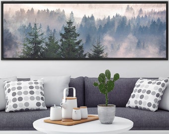 Foggy Mountain Forest Canvas Print: Ready to Hang Panoramic Landscape Wall Art