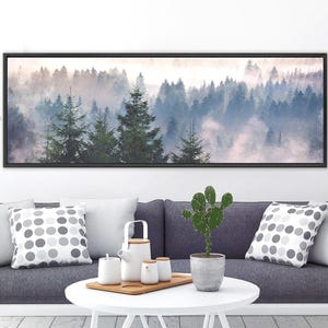 Foggy Mountain Forest Canvas Print: Ready to Hang Panoramic Landscape Wall Art