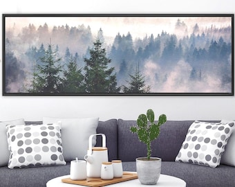 Foggy Mountain Forest Canvas Print: Ready to Hang Panoramic Landscape Wall Art