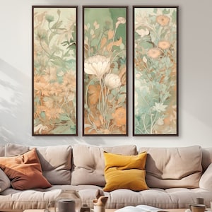 3-Piece William Morris Style Canvas Set - Extra Large Floral Wall Art Decor