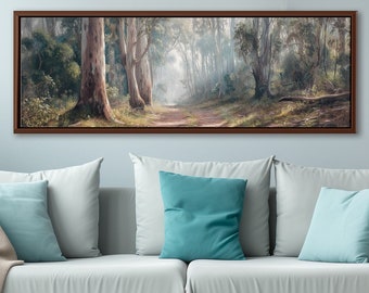 Cottagecore Eucalyptus Forest Painting - Moody Framed Art Print for Meditation, Housewarming Gift.