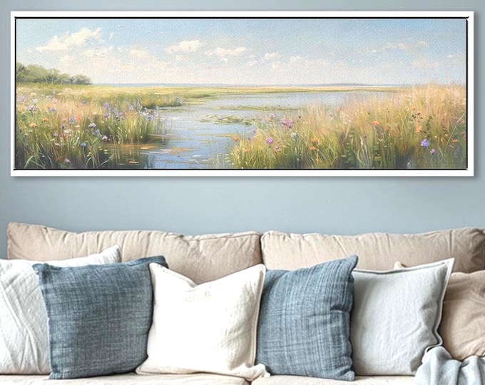 Wildflower Meadow Canvas Print: Panoramic Nature Wall Art