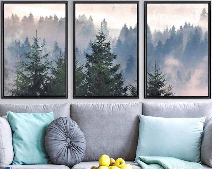 Misty Mountain Forest Canvas Print Set: Gallery Wrapped Wall Art