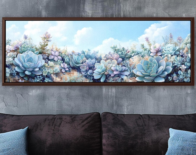Succulent and Cactus Canvas – Desert Landscape Wall Art Print