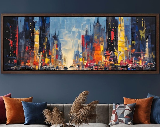 Abstract New York Cityscape Canvas Print: Modern Framed Wall Art