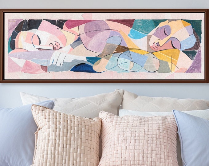 Sleeping Lovers: Mid-Century Modern Abstract Canvas Art