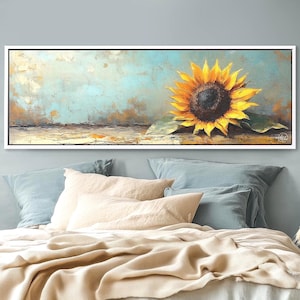 Sunflower – Summer Style Canvas Wall Art | Cottage Core Decor | Unique Wall Art | Framed Wall Art | Extra Large Wall Hanging | Boho Wall Art