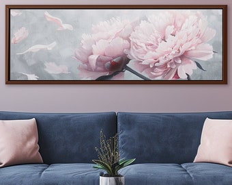 Peony in Bloom - Large Pink Flower Wall Art, Comfort Colors, Aesthetic Room Decor