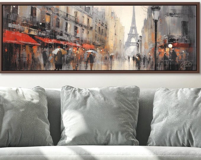 Paris Wall Art – Eiffel Tower and Rainy Street Canvas Print