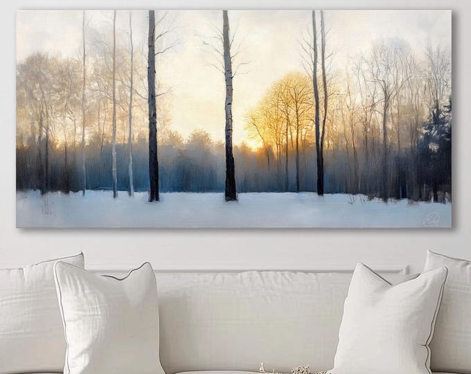 Winter Forest Canvas – Serene Snowy Landscape Wall Art