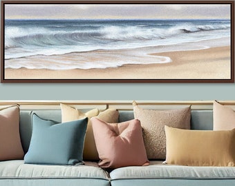 Ocean Beach Waves, Coastal Wall Art On Canvas By Mela - Large Panoramic Canvas Wall Art Prints With Or Without Floating Frames