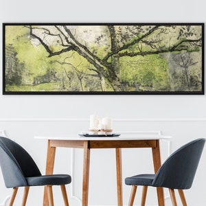 Forest Wall Art, Watercolor Landscape Painting - Ready To Hang Large Panoramic Gallery Wrap Canvas Art Prints With Or Without Floater Frames