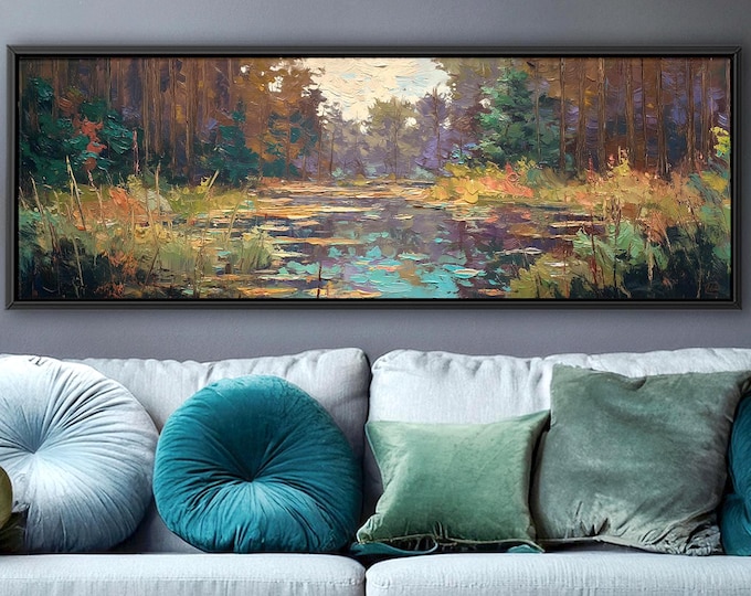 Forest Pond Canvas Print: Panoramic Modern Wall Art