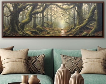 Old Forest Path Wall Art, Landscape Print On Canvas by Mela - Large Panoramic Canvas Wall Art Prints With Or Without Floating Frames.