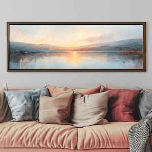 Serene Sunset Over Mirror Lake - Calming Water and Sky Landscape Artwork