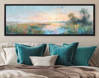 Wildflower Meadow With a Pond - Panoramic Wall Art