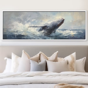 Humpback Whale Wall Art On Canvas By Mela - Large Panoramic Gallery Wrapped Canvas Wall Art Prints With/Without Floating Frame