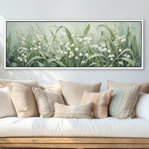 Lily of the Valley Botanical Canvas Print: White Flower Meadow Wall Art