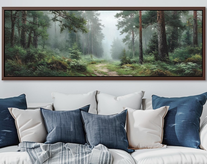 Panoramic 3D Optical Illusion Canvas: Moody Woodland Wall Art
