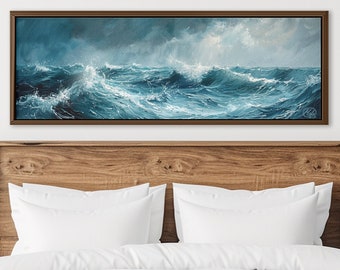 Majestic Waves in Motion: Panoramic Canvas Print, Ocean Wall Art