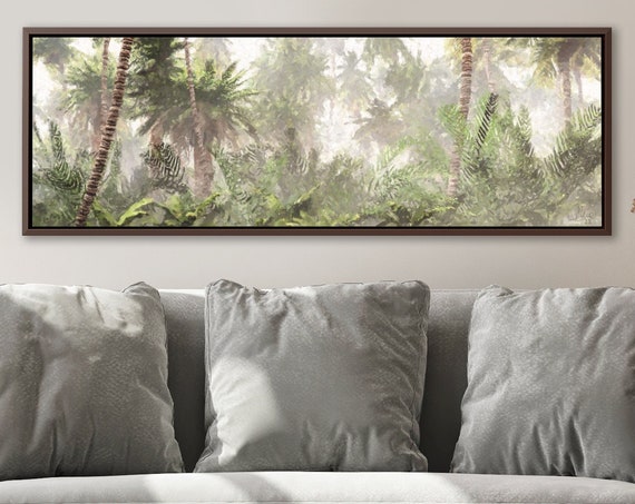 Palm Landscape, Oil Painting On Canvas by Mela - Ready To Hang Large Gallery Wrapped Canvas Wall Art Prints With Or Without Floating Frames