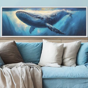 Majestic Humpback Whale: Ocean Large Wall Art for Nautical Decor. Underwater Elegance Canvas Print