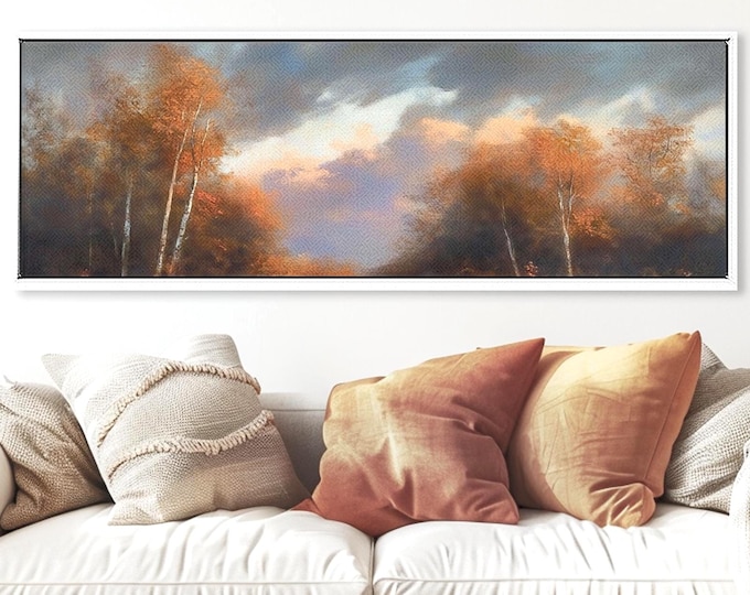 Birch Trees and Moody Sky – Large Landscape Canvas Print