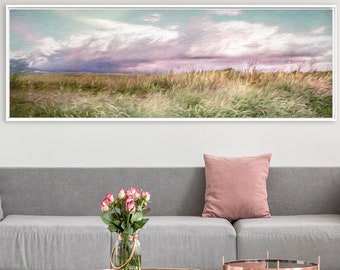 Meadow, Oil Landscape Painting On Canvas - Ready To Hang Large Panoramic Gallery Wrap Canvas Wall Art Prints With Or Without Floater Frames.