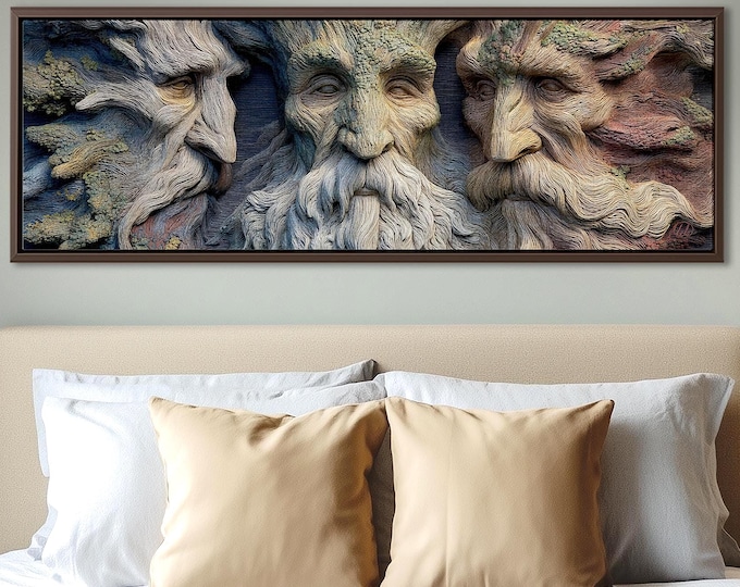 Fantasy Canvas Print: Impression 3D Green Man Sculpture Art