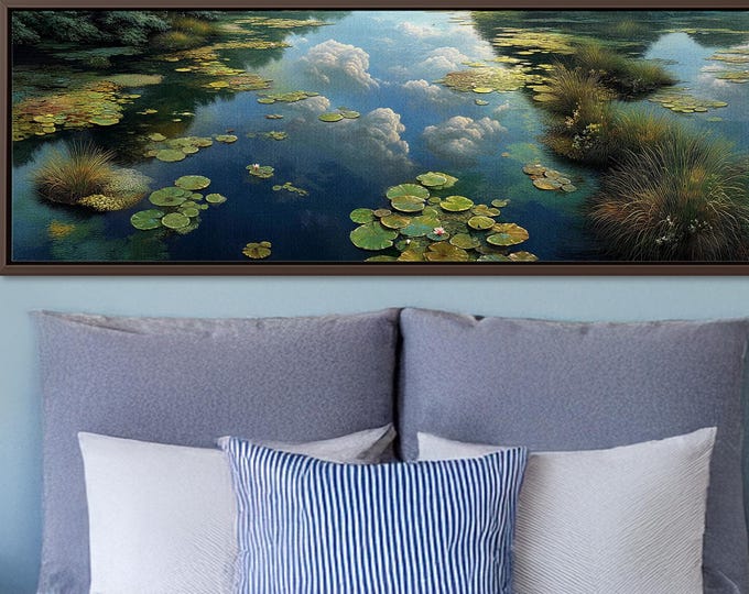 Water Lily Pond Canvas Print: 3D Optical Illusion Floral Wall Art