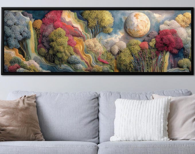 Moss Style Abstract Canvas – Panoramic Surreal Landscape Wall Art by Mela Fay