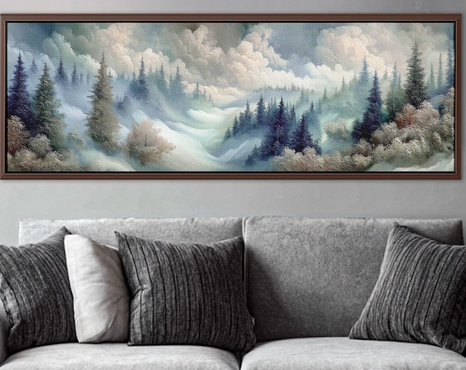 Foggy Forest Canvas Print: Moody Mountain Landscape Wall Art