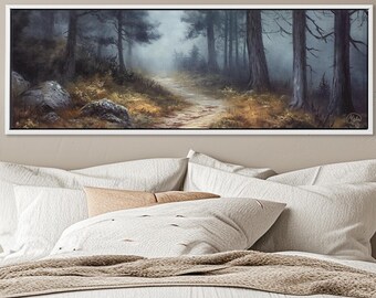 Dark Forest Canvas – Moody Pine Tree Landscape Wall Art Print