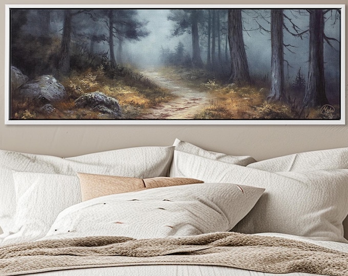 Dark Forest Canvas – Moody Pine Tree Landscape Wall Art Print