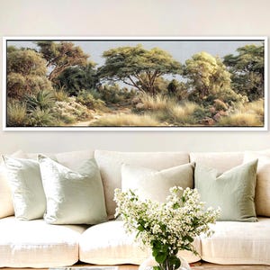 Japandi Landschaftsleinwand - Gerahmter Panorama-Wald - Kunstdruck