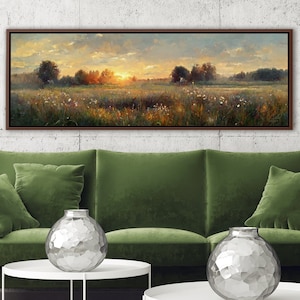 Meadow Sunset Wall Art on Canvas By Mela - Large Gallery Wrapped Canvas Art Prints With Or Without Floating Frames.