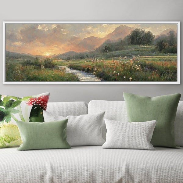 Mountain Meadow Art, Landscape Print On Canvas By Mela - Large Gallery Wrapped Canvas Wall Art Prints With Or Without Floating Frames