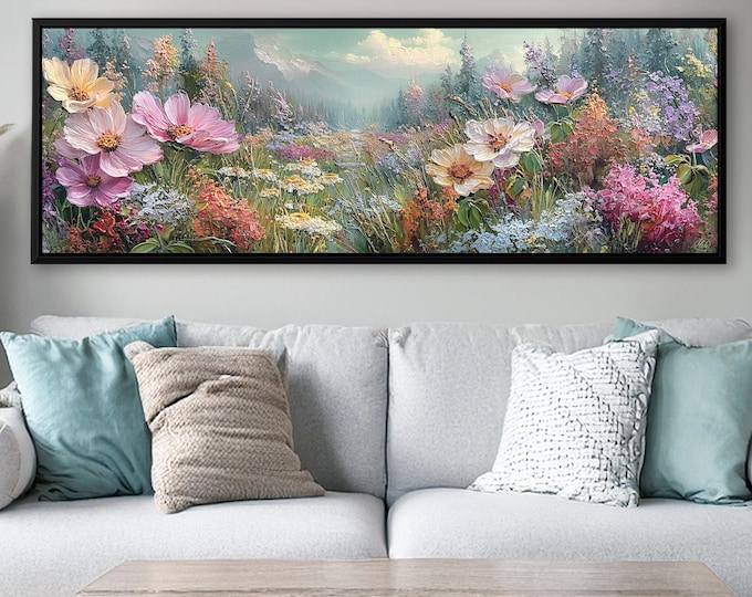 Wildflower Meadow Ready to Print Files – Floral Landscape Printable Wall Art.
